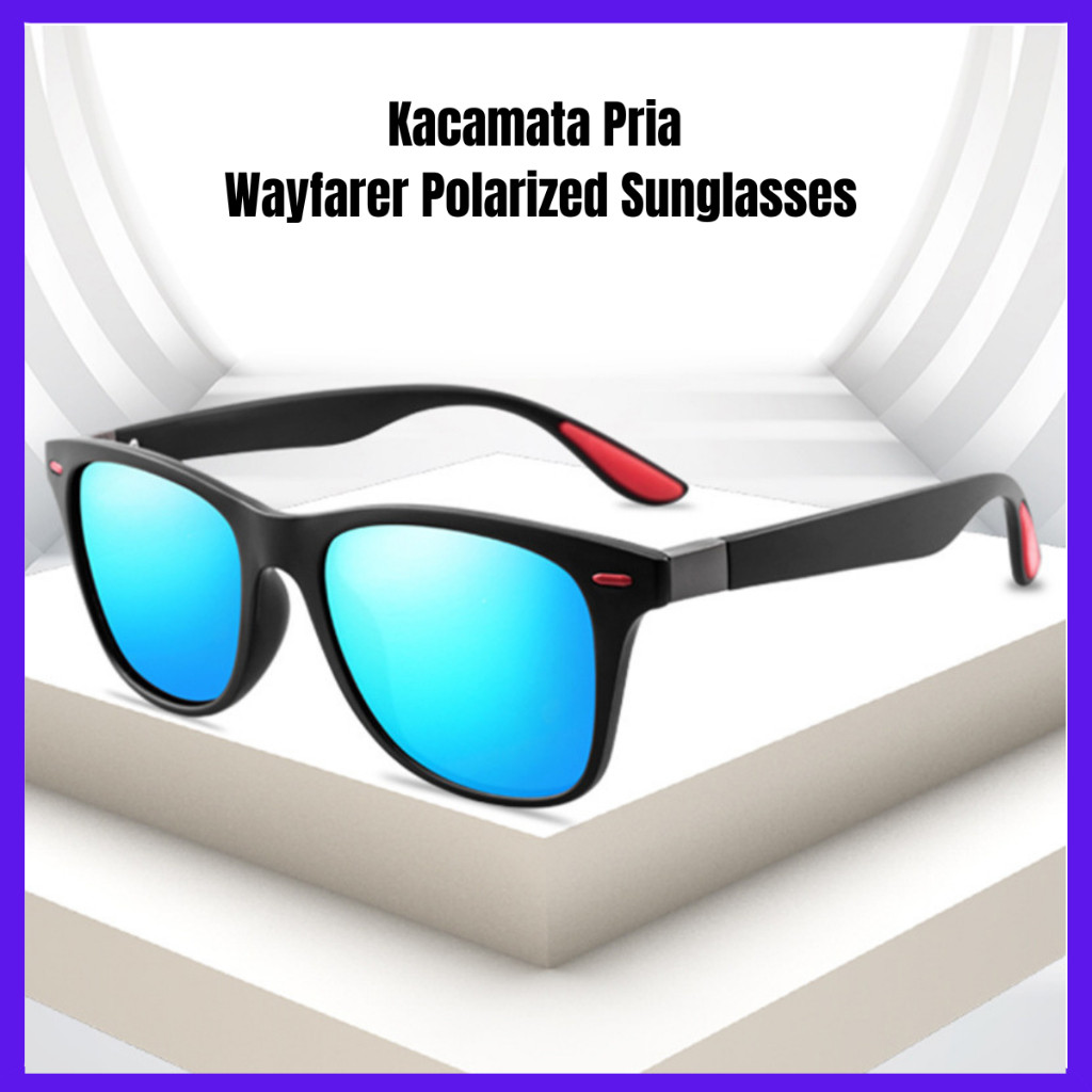 Kaca Mata Polarized kaca mata hitam berkendera Kacamata Pria Wayfarer Polarized Sunglasses Kacamata