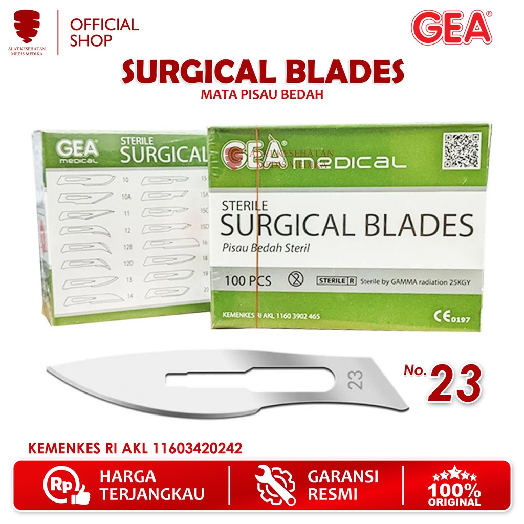 Surgical Blades No 23 Mata Pisau Scalpel Bedah Operasi Sterile Bisturi Medis