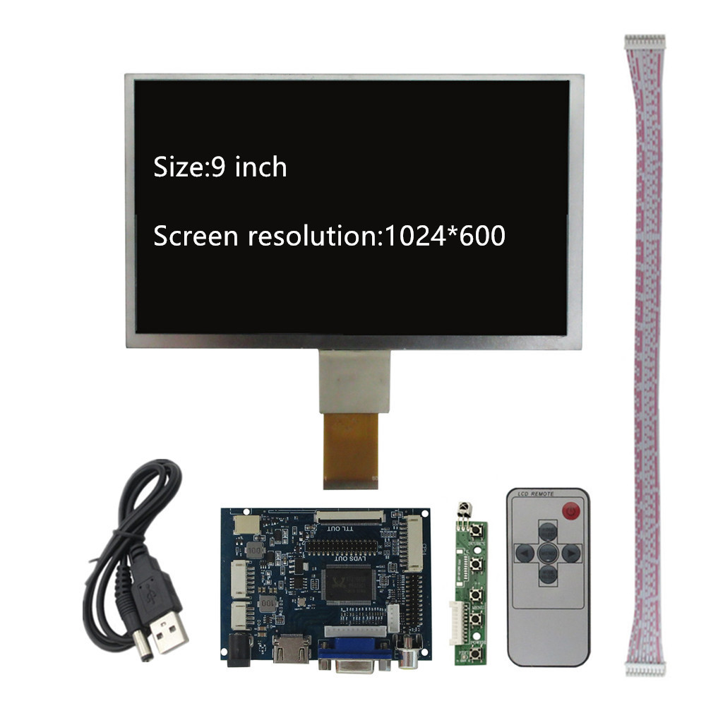 9 Inch LCD Screen Display Monitor Driver Control Board 2AV HDMI--Compatible VGA For Raspberry Pi Ban