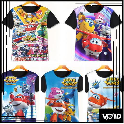 Kaos Superwings 3D Keren | Kaos Kartun Superwings | Baju Superwings Murah Untuk Anak Umur 1-12 Tahun