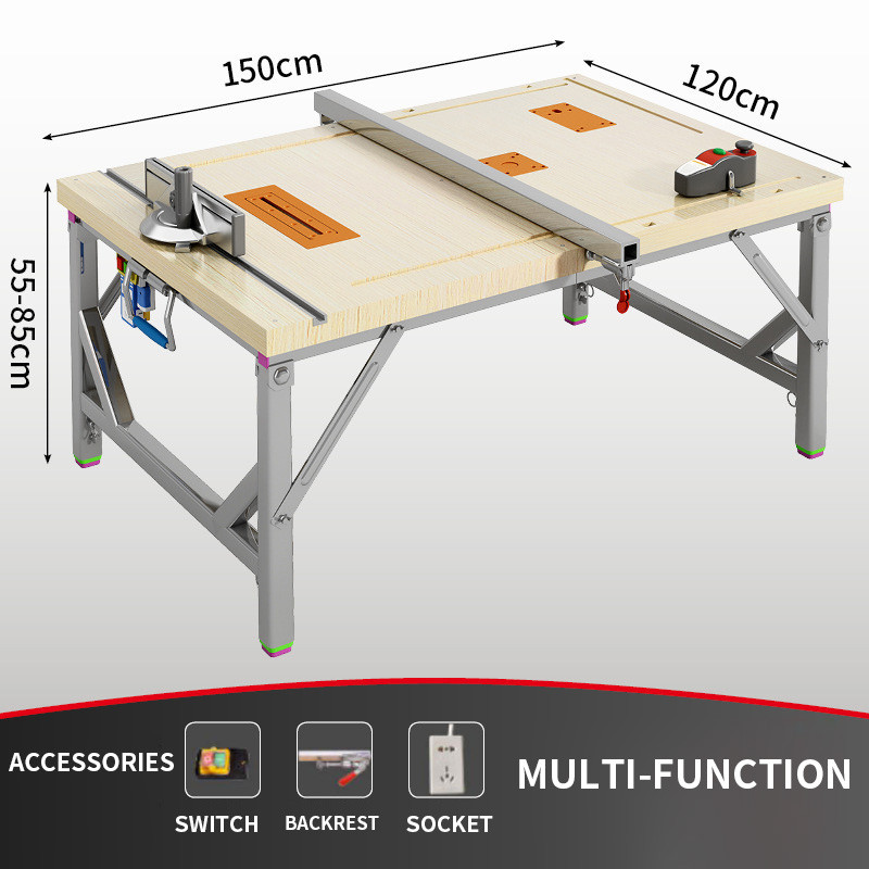 Woodworking workbench Multifunctional sliding table flip saw Portable table saw Small lifting table 