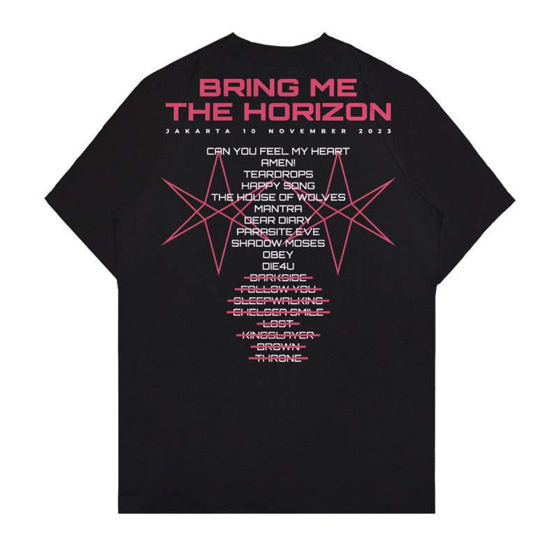 Xtreme Merch Setlist BMTH Jakarta 2023 Oversized Kaos Pria Wanita Tshirt