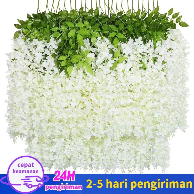 PROMO  12 CABANG/LUSIN WISTERIA JUMBO BUNGA PLASTIK WEDDING DEKORASI BUATAN Bunga Dekorasi Wedding