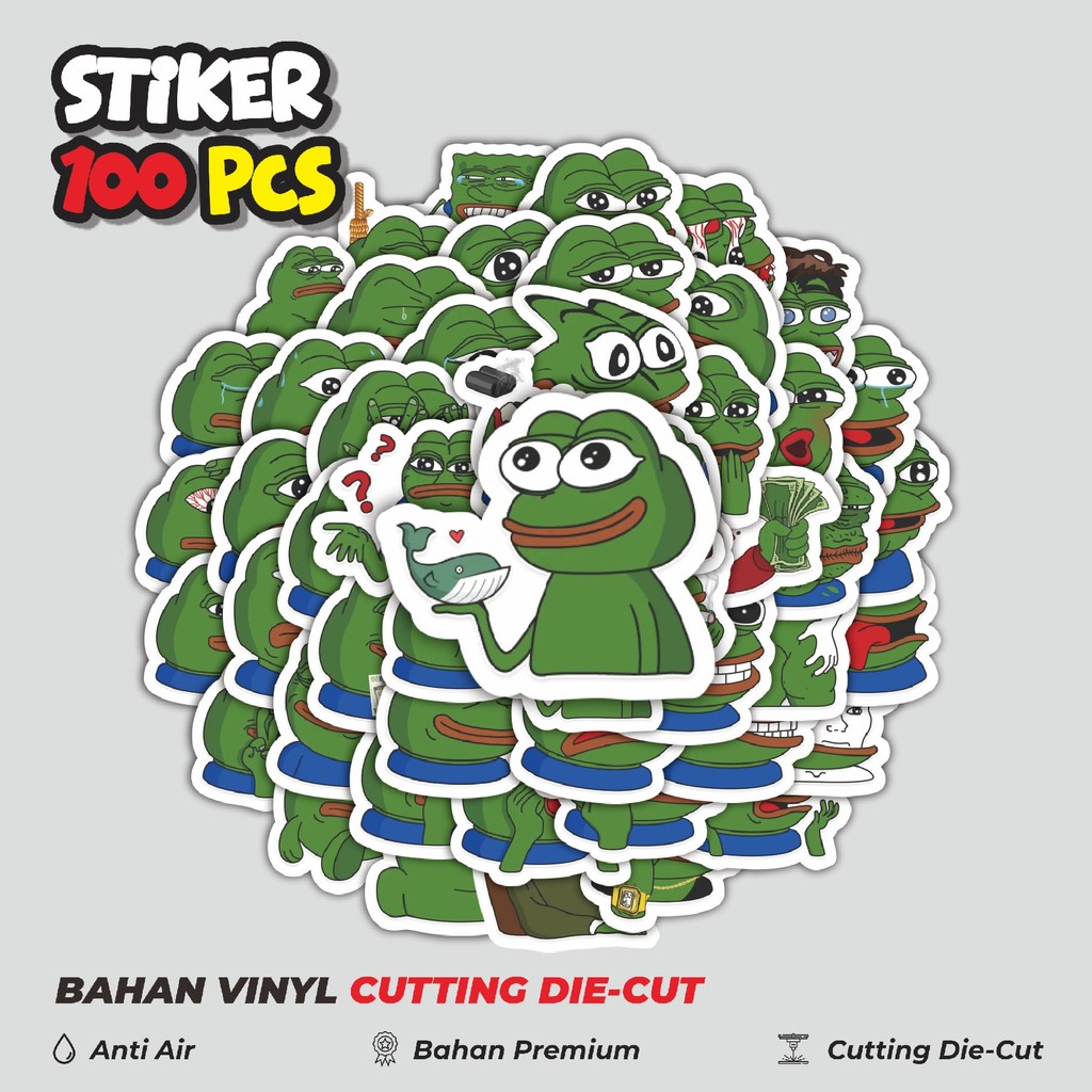 Terbaru 50 pcs Stiker Pepe The Frog Meme Pack 02 Dekorasi Lucu Kreatif untuk Notebook, Skateboard, H