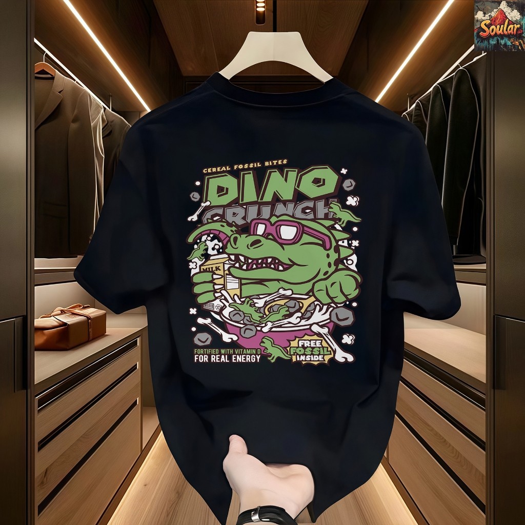 ( COD) Kaos Pria/Wanita Katun Adem T-Shirt Aktivitas Luar Hitam/Putih, kaos Desain Kartun/Desain Hew