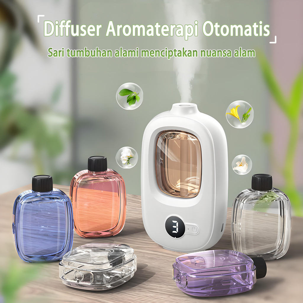 Diffuser Aromaterapi Smart - Humidifier & Pewangi Ruangan Otomatis dengan LED, 5 Mode Semprotan