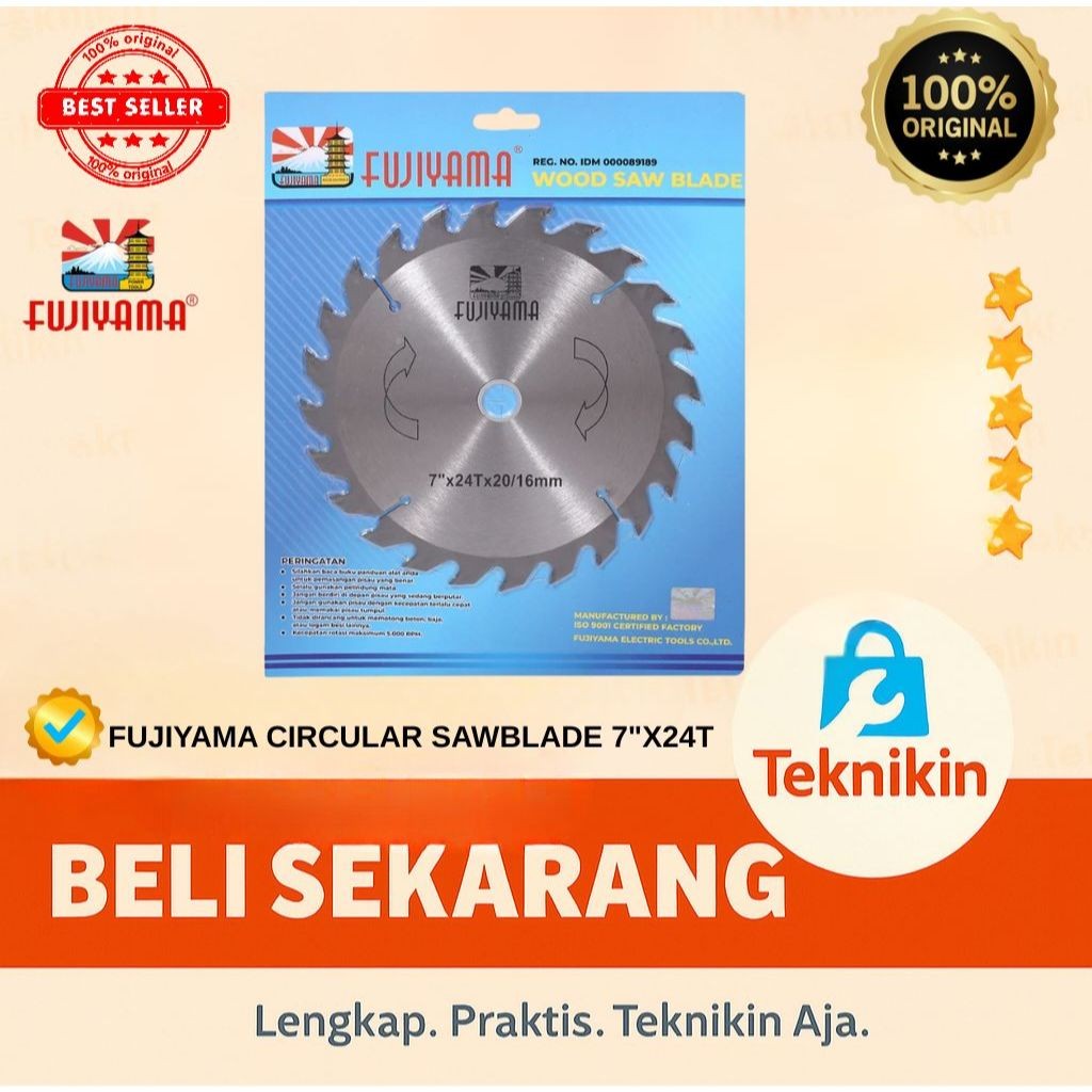 Fujiyama Circular Saw Blade 7 inch x 24 T - Mata Pisau Potong Kayu