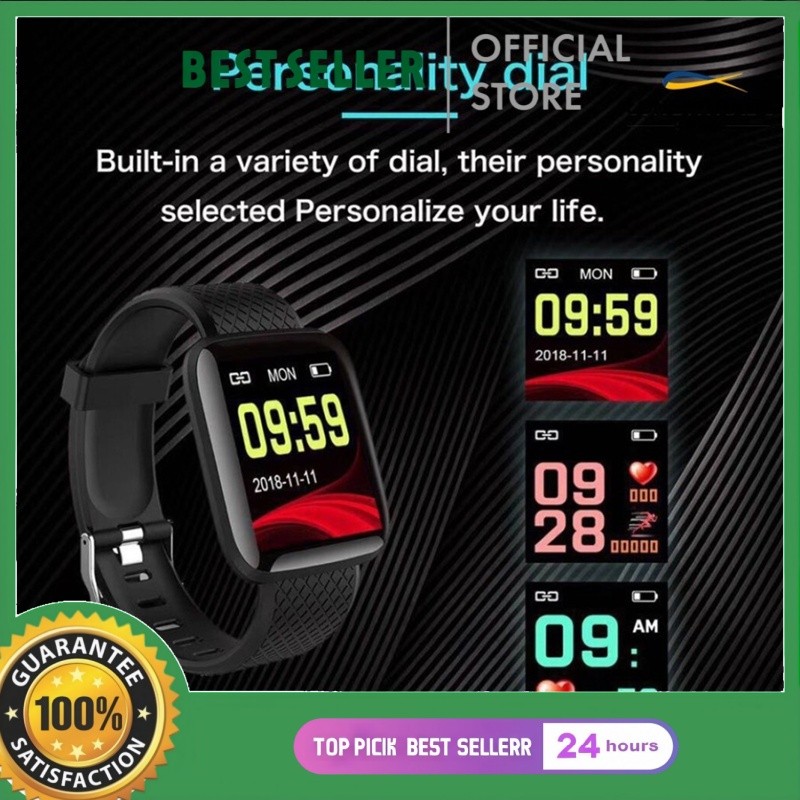 Smartwatch 116 Plus Pro Bluetooth Smartband Original Pelacak Kalori Langkah & Tidur Jam Tangan Digit