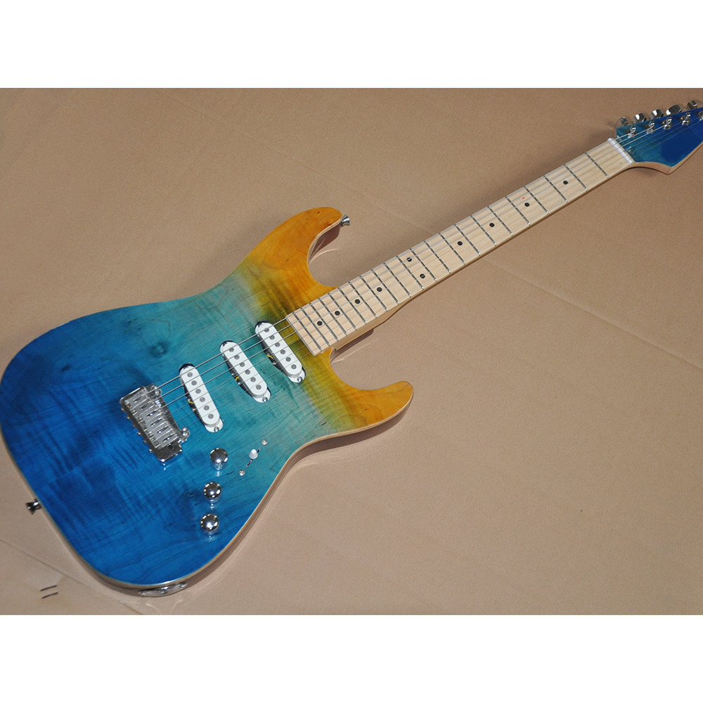 Graduated Electric Guitar with Flame Maple Veneer,Maple Fretboard,Can be customzied