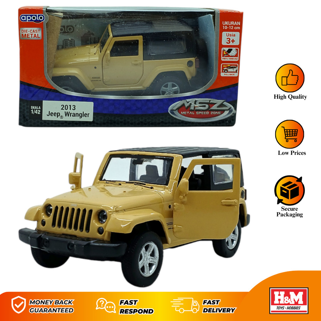 Diecast Apolo MSZ 2013 Jeep Wrangler Kuning - Box Kurang Bagus