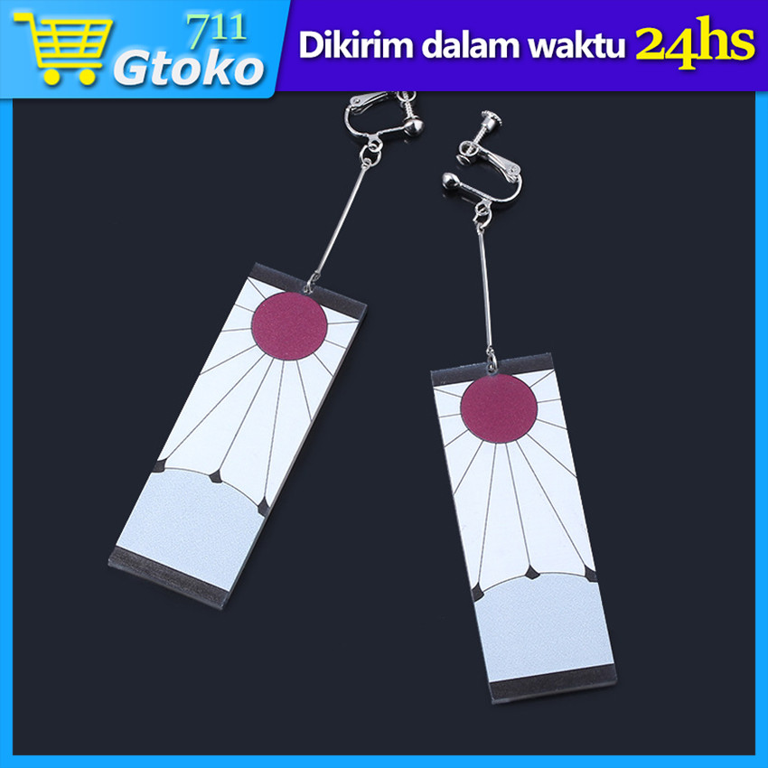 Anting Demon Slayer Anime Tanjiro Bahan Akrilik Anting Gantung Anime Kimetsu No Yaiba