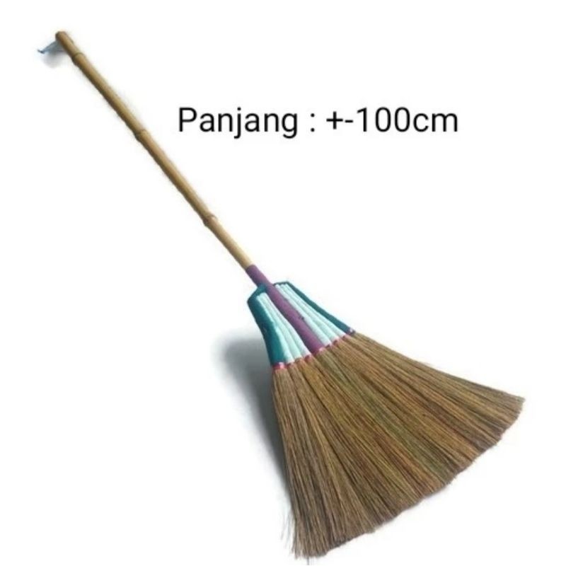 Sapu Ijuk Rayung Gagang Bambu Gondani Cendani 100cm Jerami