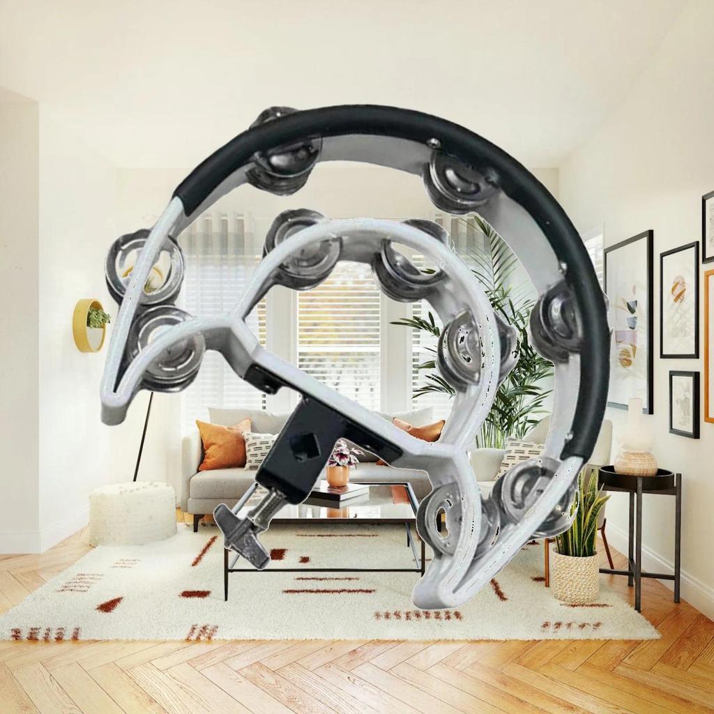 Double Row Tambourine Hi Hat Tambourine Easily Mountable Music Rhythm Tambourine