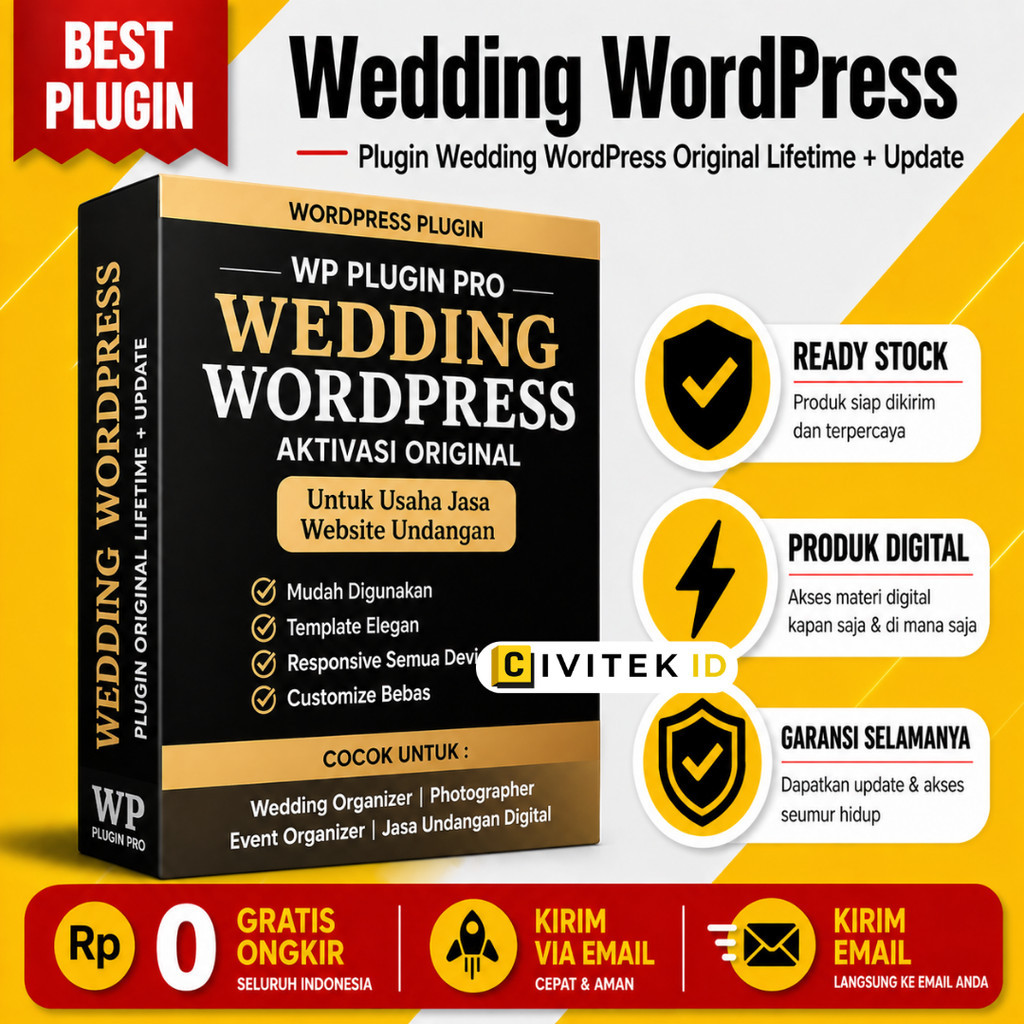 WEDDING WORDPRESS PLUGIN AKTIVASI ORIGINAL - Import Template & Widget Undangan Nikah Pro