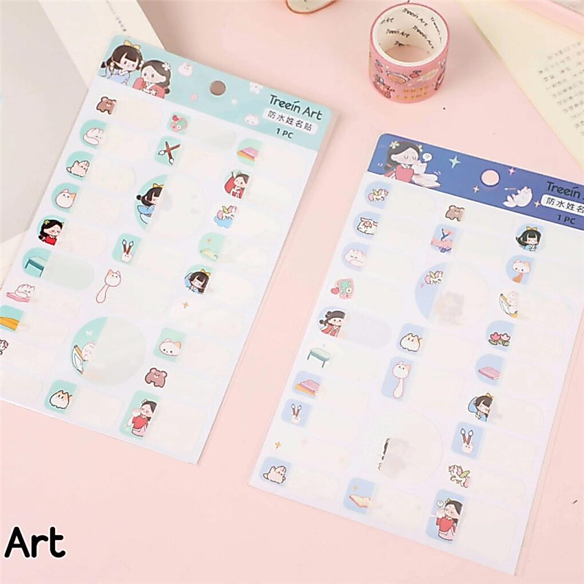 Stiker Label Tulis Nama Motif Unik Lucu Tahan Air untuk Buku dan Peralatan