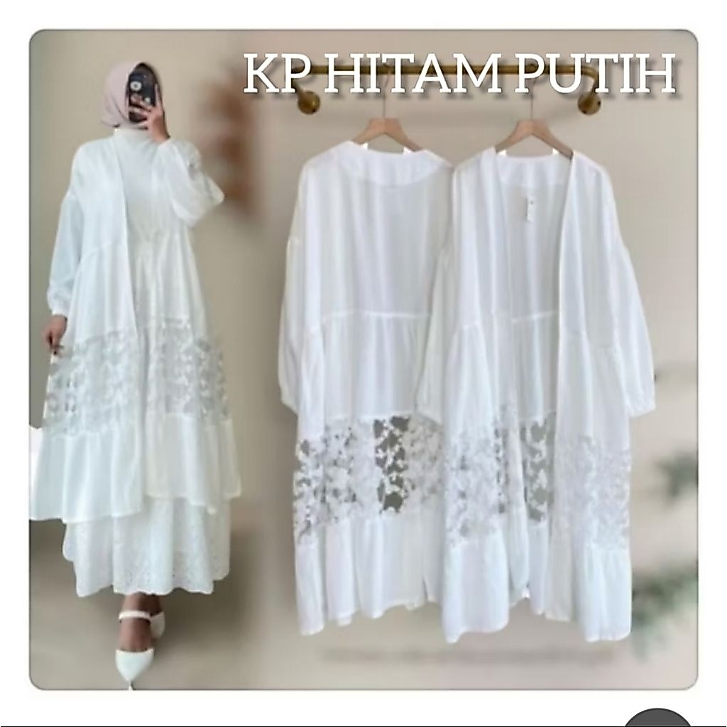 Cardigan Outer Crinkle Rayon Mix Brokat Import