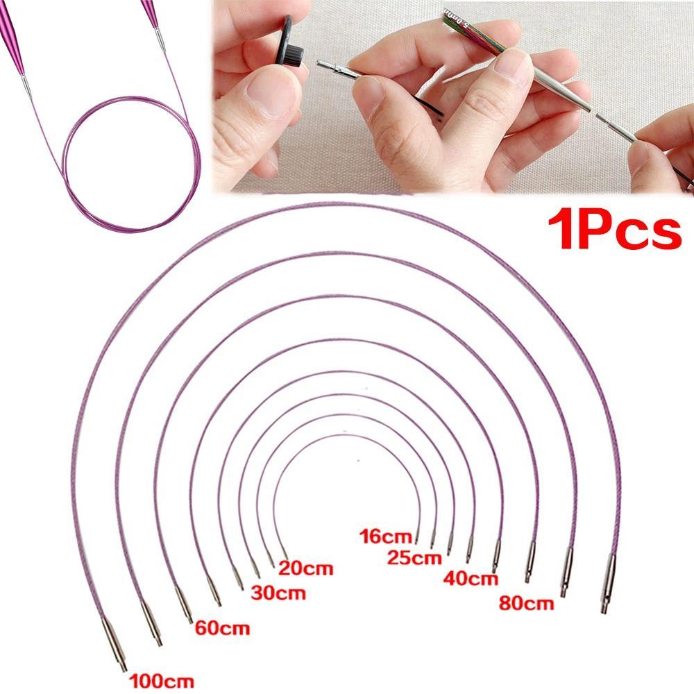 1x Interchangeable Tunisian Crochet Hooks Cables Circular Knitting Needle Connecting line 360° Rotat