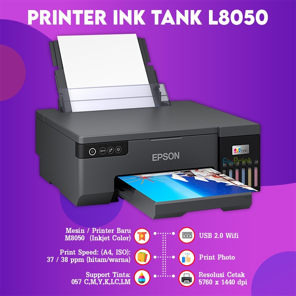 FixPrint Printer Epson  Epson L8050 L6490 Wireless / A3 L11050  Printer A3+ GARANSI / L4360 A4 Wi-Fi