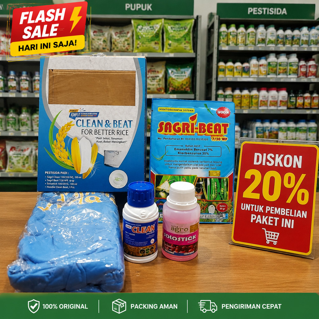 PAKET KOMPLIT KENDALIKAN HAMA SUNDEP,BELUK,HPP+ SAGRI CLEAN 150/350SC 100ML Bahan aktif : Fipronil 1