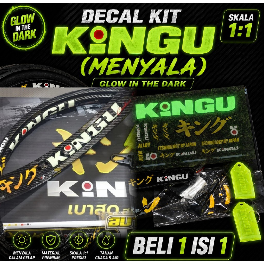 Sticker Velg Kingu Carbon ALLOY  GLOW THE DARK Pnp Ring 17 & 18 bisa di clear  HARGA 1 VELG ( beli 1