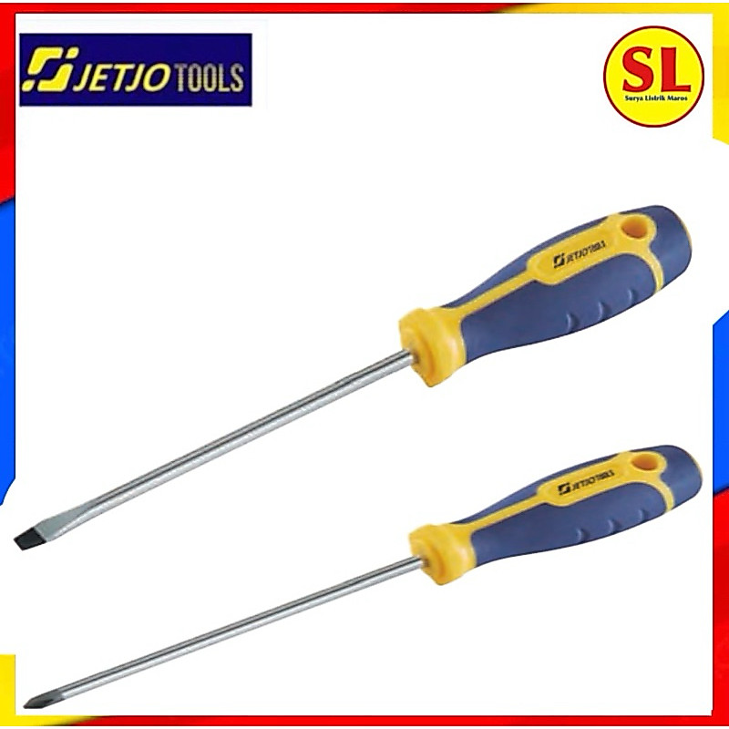 JETJOTOOLS OBENG PANJANG 50 CM GAGANG KARET (+/-)