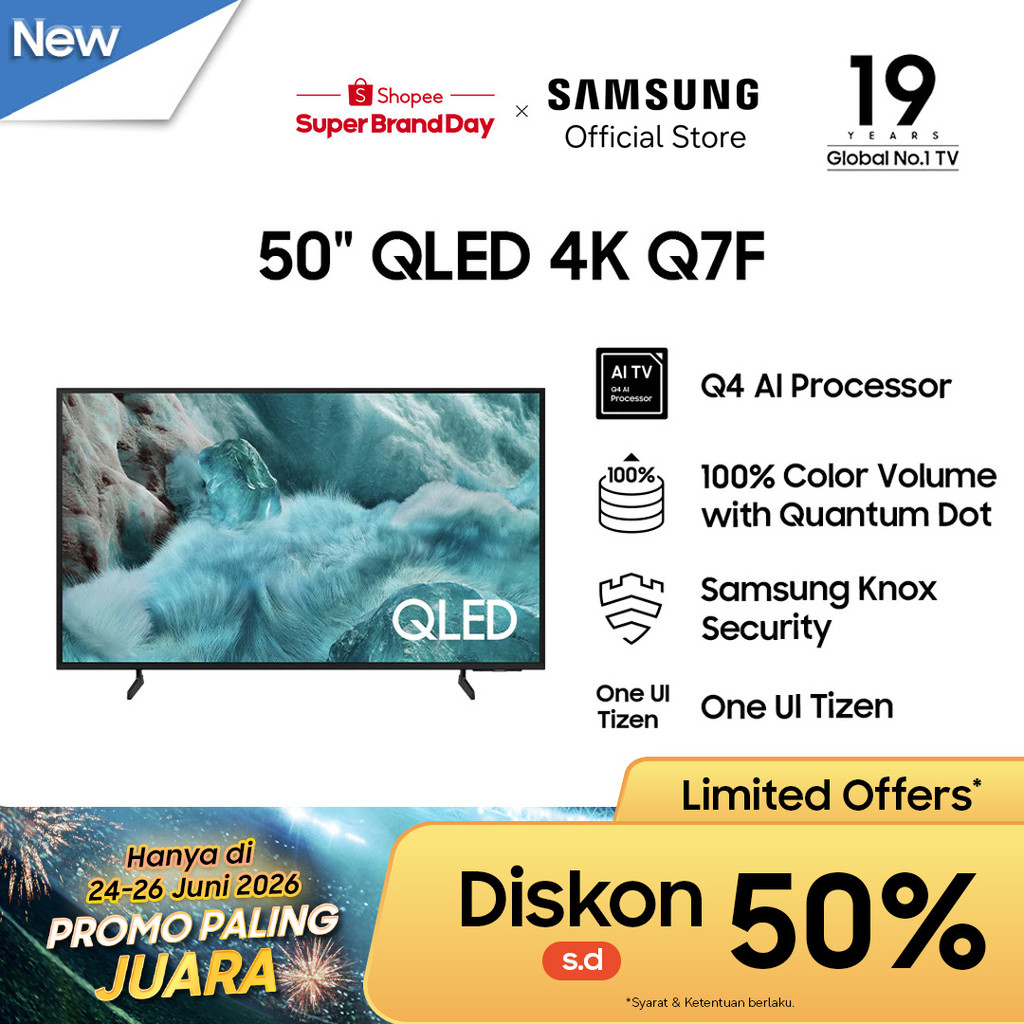 Samsung Smart TV 50" QLED 4K Q7F | Q4 AI Processor | Samsung Knox Security | QA50Q7FAAKXXD