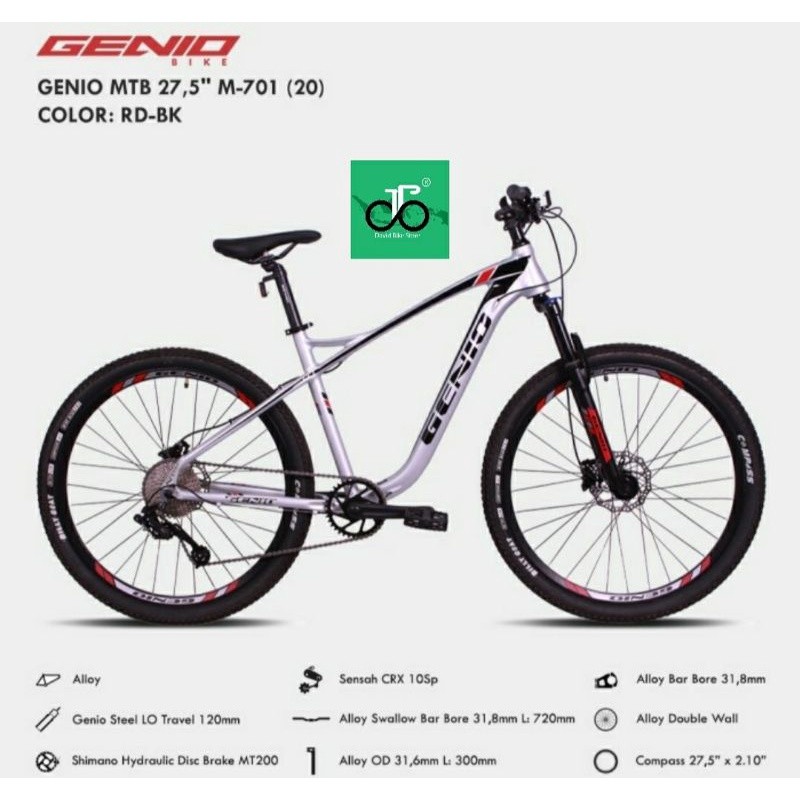 Sepeda MTB 27.5" Genio M701 (M-701) (Frame alloy, 10spd, rem hydrolic) NEW