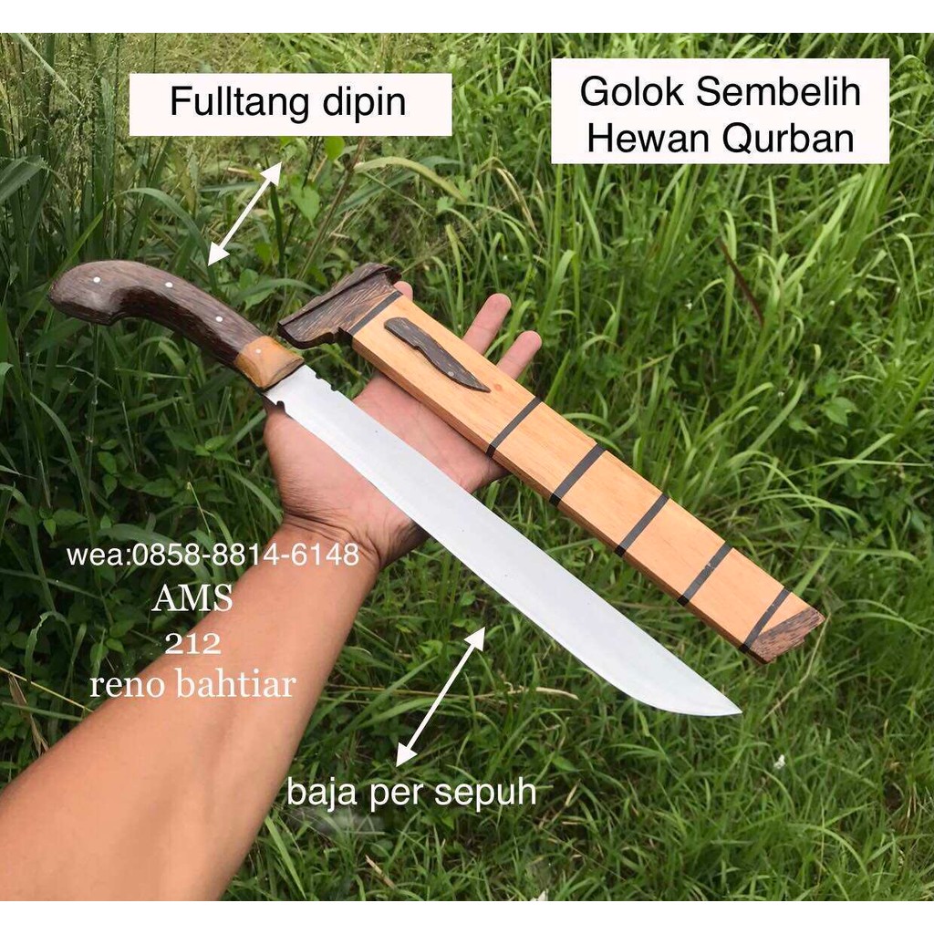 Golok sembelih hewan qurban jagal BAJA PER SEPUH sarung jati aren ASLI CIBATU
