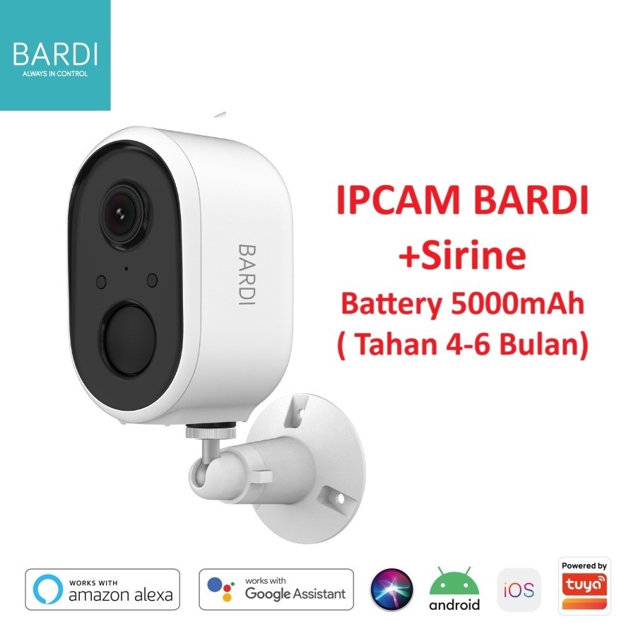 BARDI Smart CCTV IP Camera Outdoor IP65 with Battery 5000mAh Night Vision SIrene Tuya CCTV Battery K