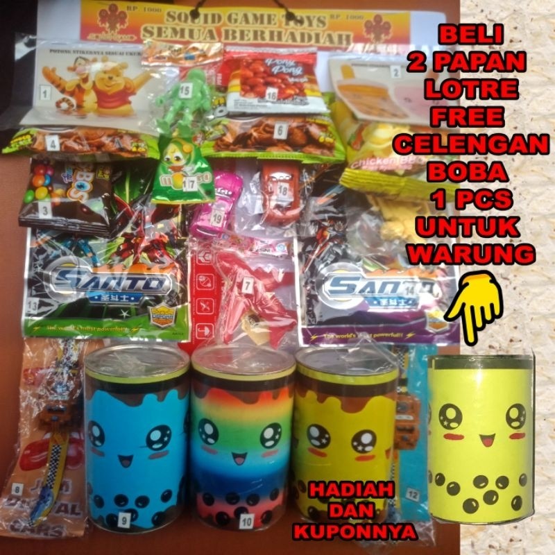 Mainan Cabutan Lotre anak Isi 120 Kupon Berhadiah Celengan Lato-Lato