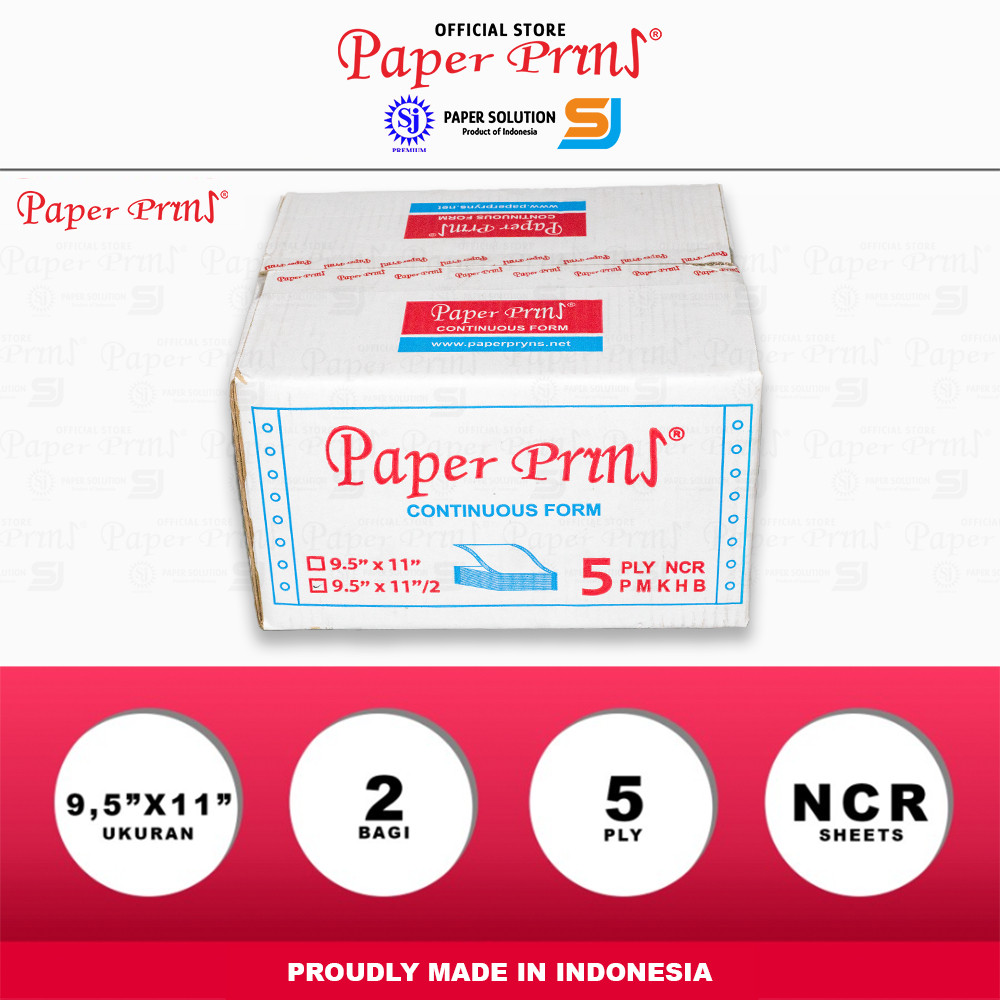 

Paperpryns Kertas Continuous Form 5PLY NCR PRS 9,5" x 11"/2 (Bagi 2)
