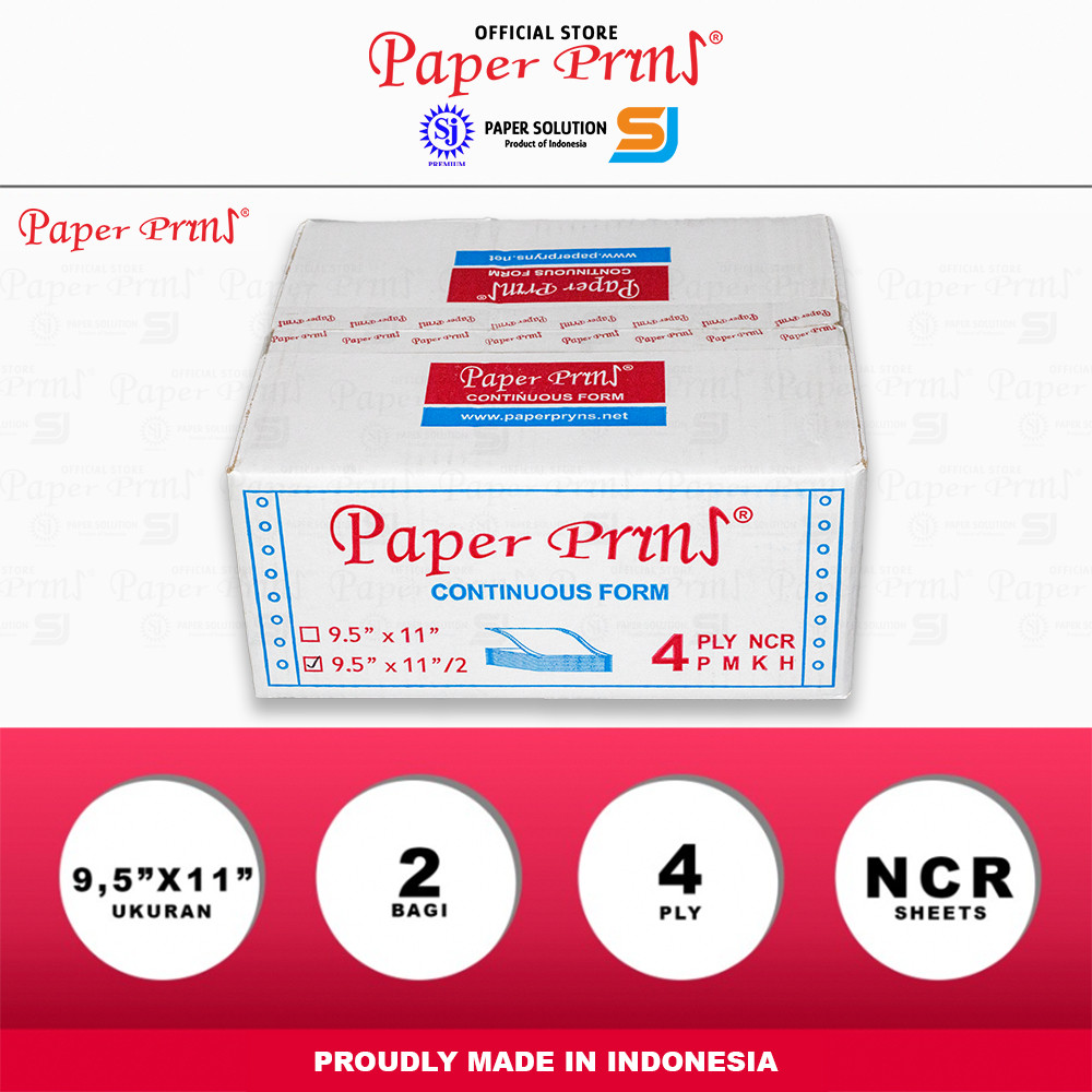 

Paperpryns Kertas Continuous Form 4PLY NCR PRS 9,5" x 11"/2 (Bagi 2)