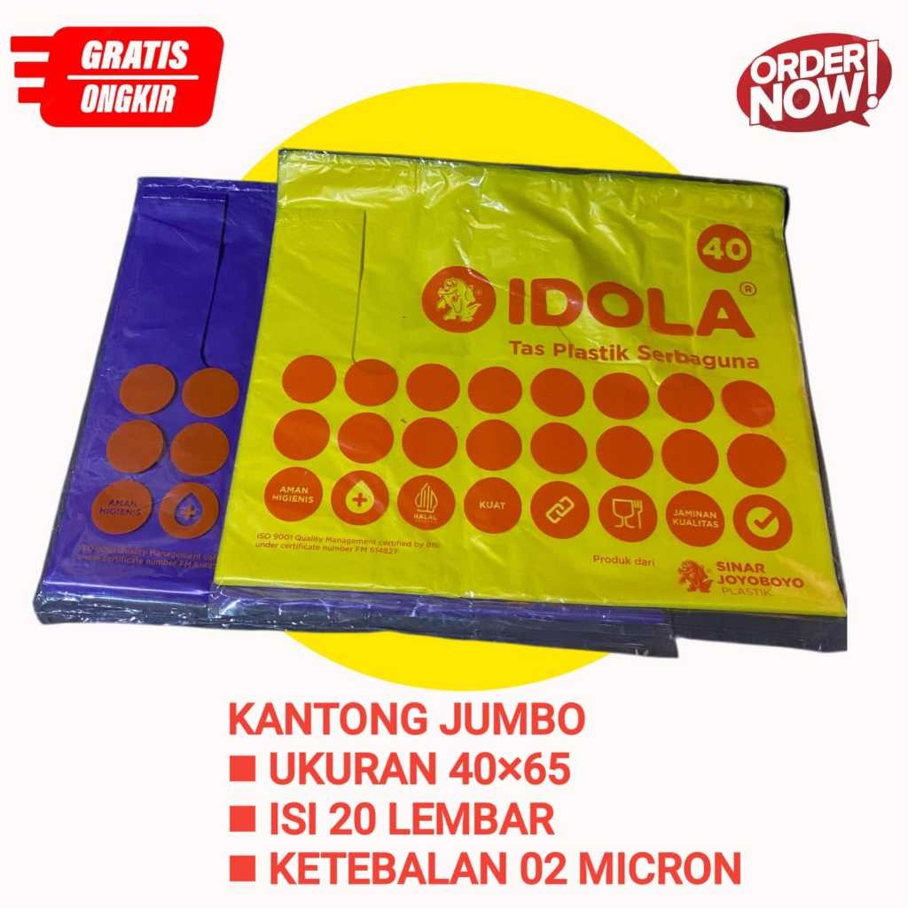 KANTONG PLASTIK JUMBO IDOLA WARNA/TAS KRESEK UKURAN 40 × 60