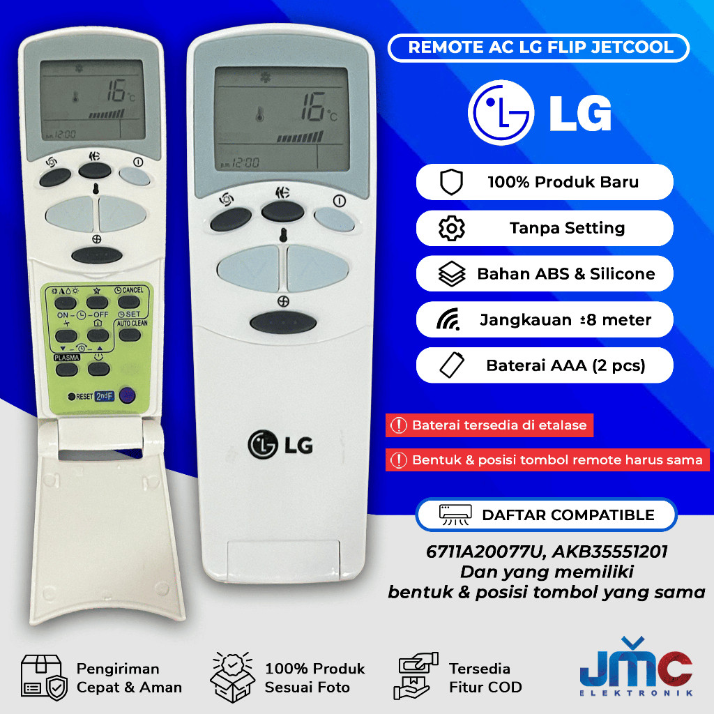 Remote Remot AC LG Flip Hercules Jetcool Plasma 6711A20077U 6711A20073J