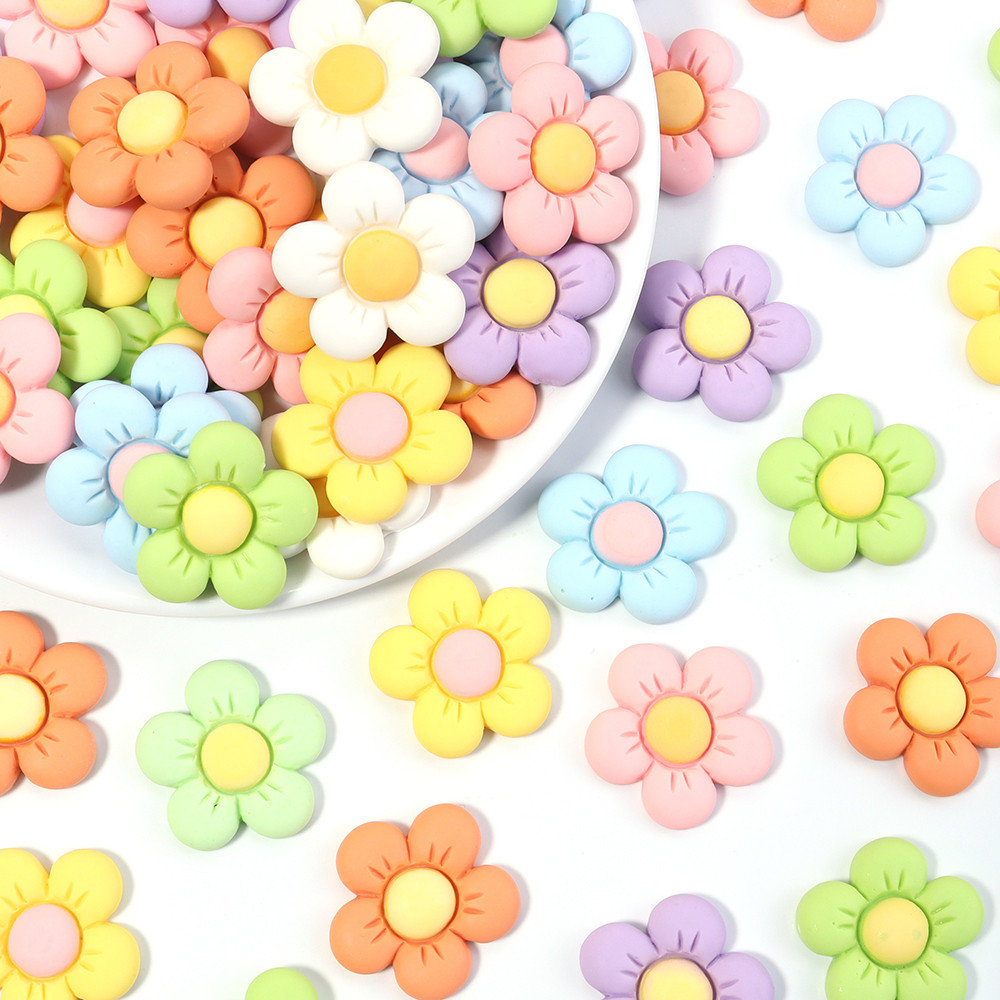 

20PCS Resin Kawaii Colorful Painted Cartoon Flower Flatback Resin Figurine Scrapbook Y Embellishments Accessories
