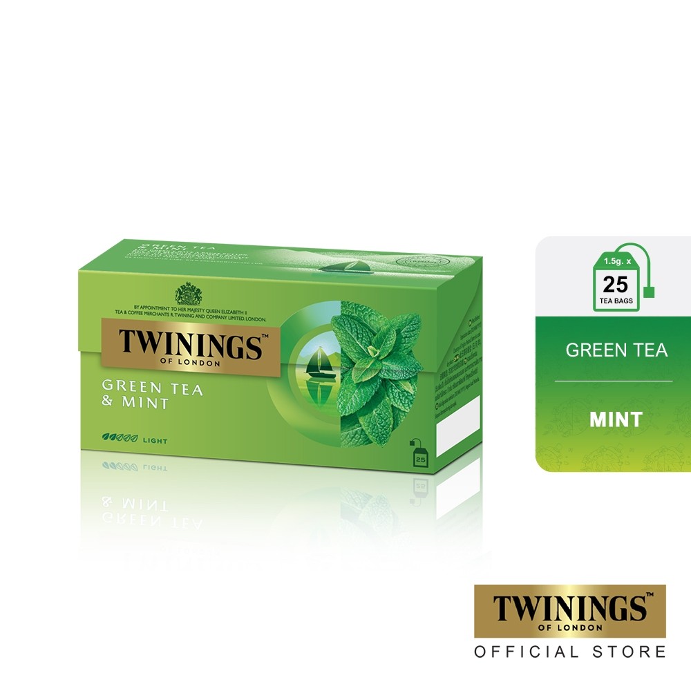 

Twinings Teh Hijau Celup Rasa Green Tea Mint 1.5 g. Pack 25 Tea Bags