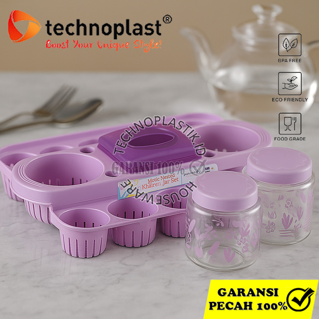 TECHNOPLAST NOBANANA Water Snack Serving Set Tempat Aqua Gelas Plus Toples Dengan Tempat Tisue Rak L