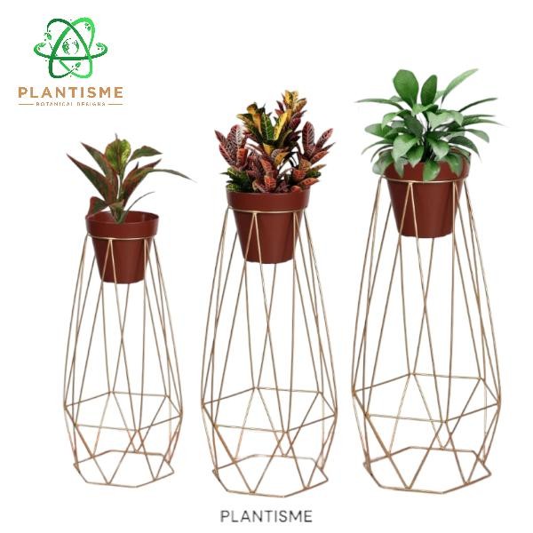 Rak Tanaman - Luxion Iron Stand Dudukan Pot Besi Motif Diamond Besar Tahan Karat Stabil Tanaman Indo