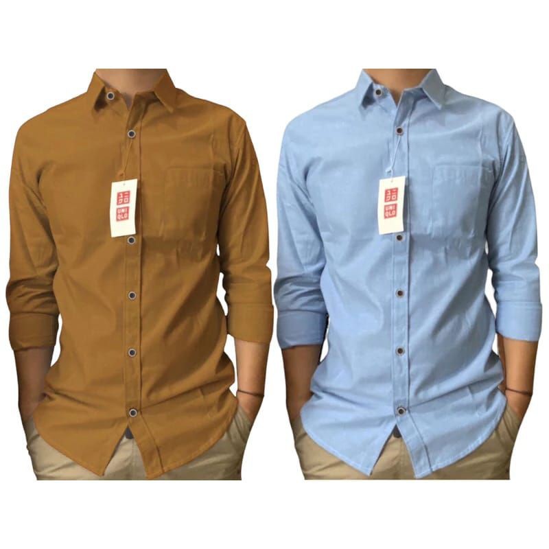 kemeja UNIQLO pria kemeja pria lengan panjang