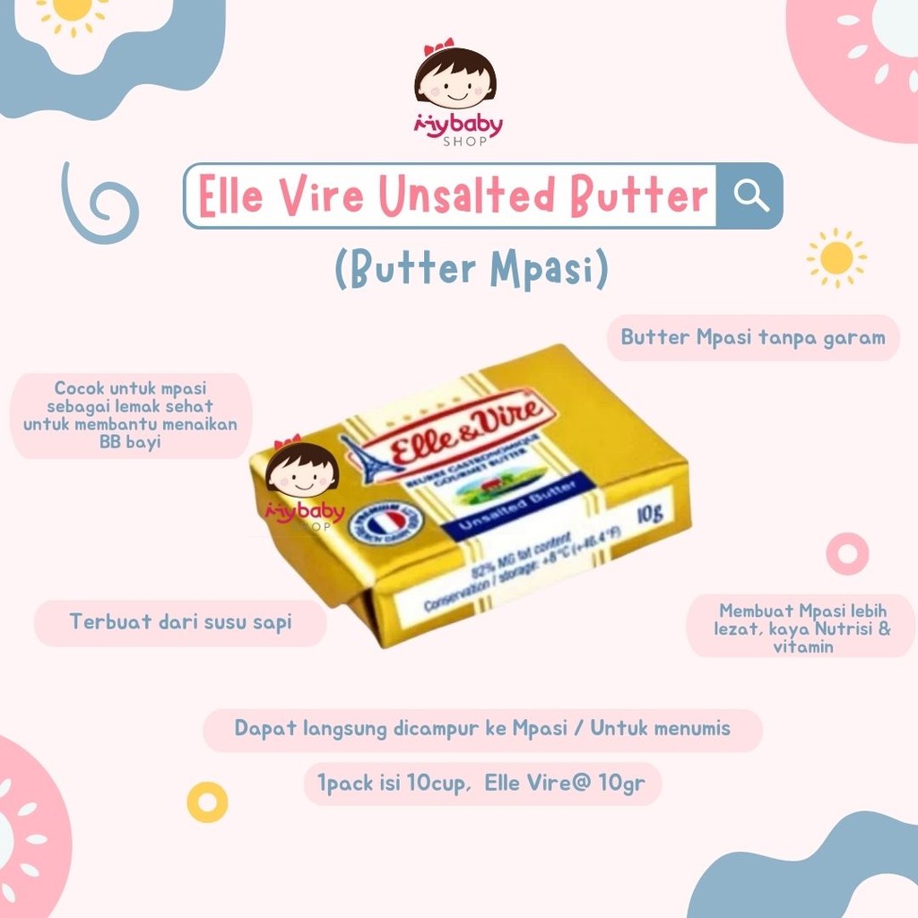 

Elle & Vire Unsalted Butter 10gr - BUTTER MPASI - BUTTER ELLE VIRE