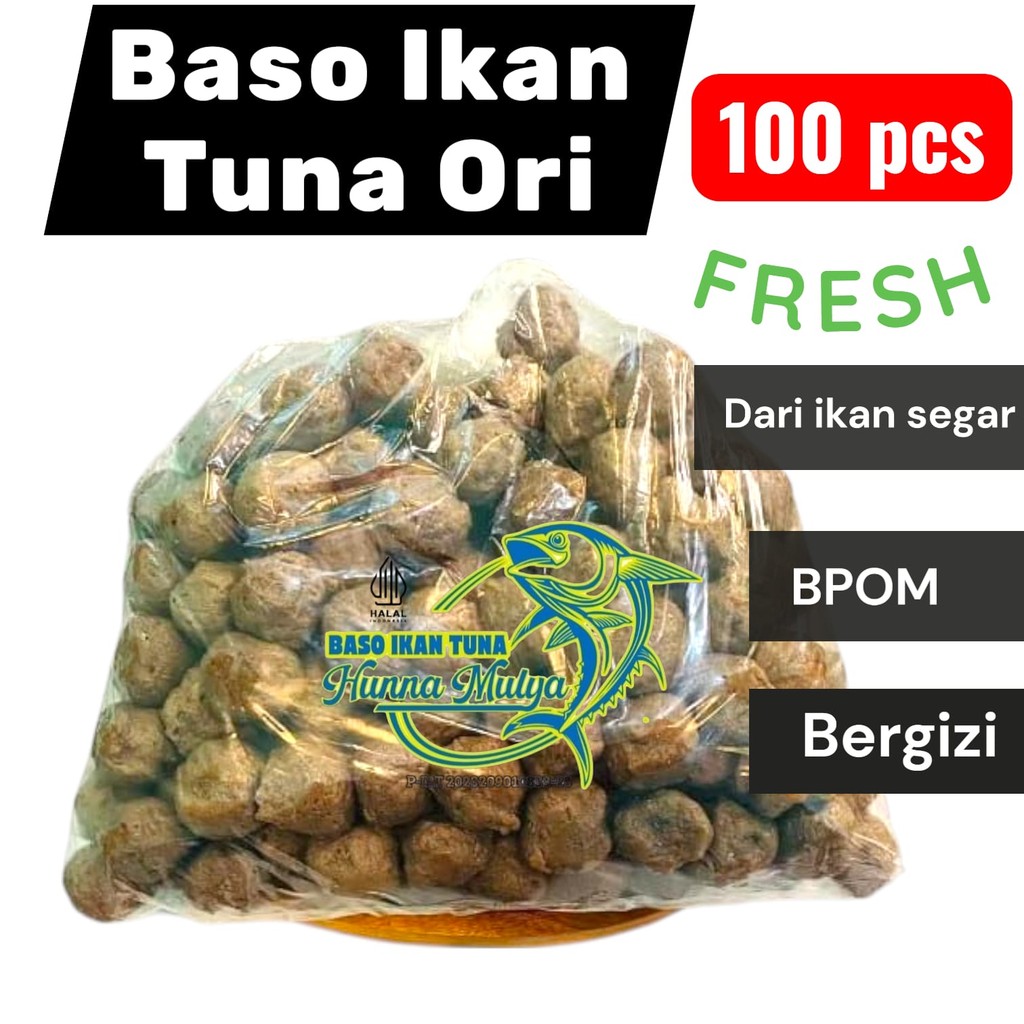 Bakso ikan Tuna ori isi 100pcs Hunna Mulya Baso ikan asli sehat home made  Food Frozen Meat