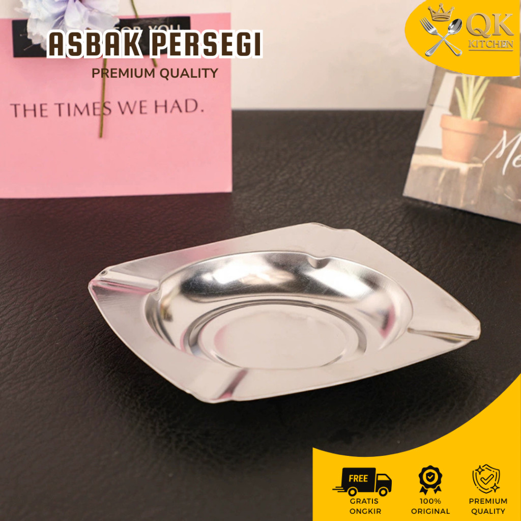 Asbak Rokok Stainless Besi Persegi Kotak / Tempat Abu Rokok Kaleng