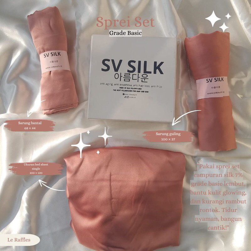 Basic SV Silk Sprei Silk Grade Basic Sprei satin Silk + sarung bantal + sarung guling Sprei Satin