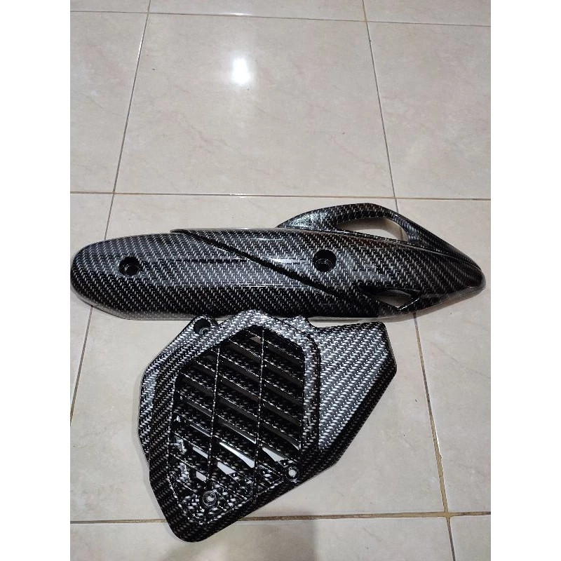 paketan pcx karbon cover tameng knalpot pcx 150 karbon + cover tutup radiator pcx 150