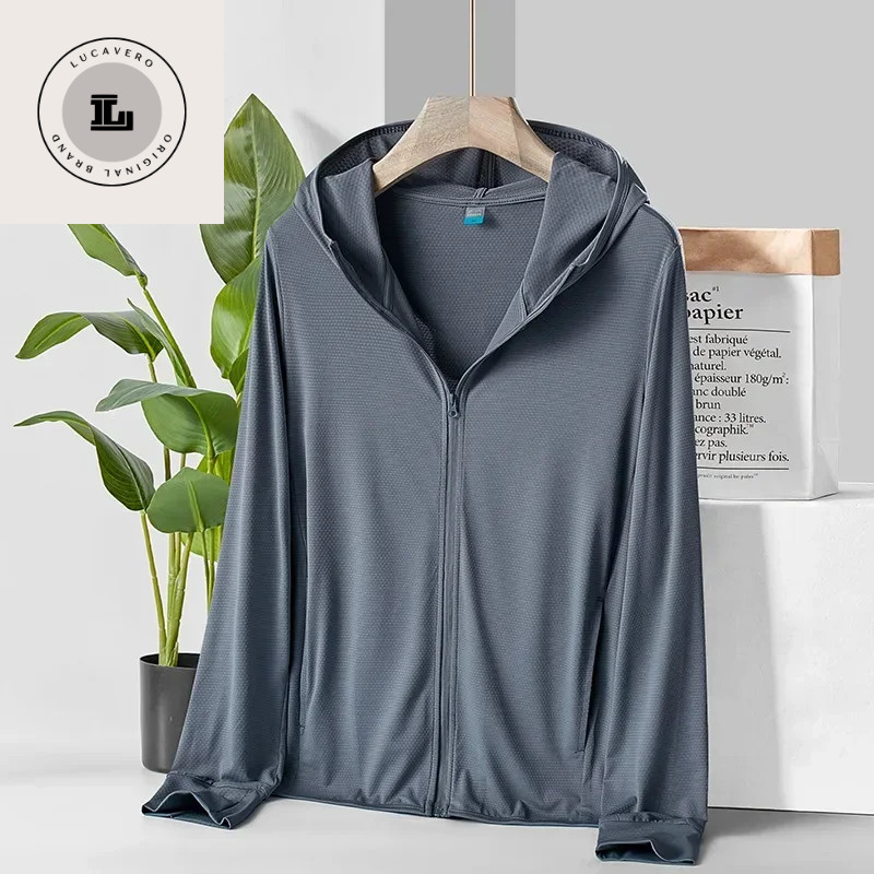Lucavero Bodyfit Jaket Anti UV Pakaian Olahraga Pria/Cowok Bahan Nyaman Distro
