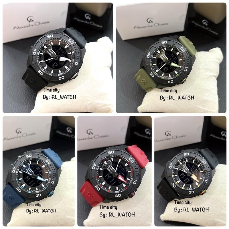 Jam Pria Alexandre Christie AC9502 Digital Analog Karet