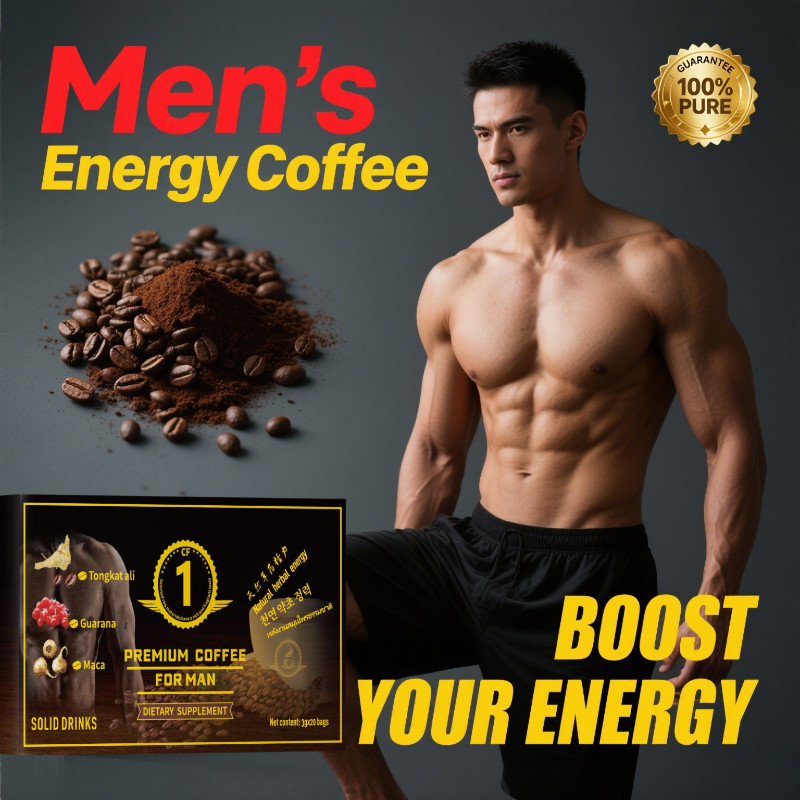 Minuman kopi tahan lama untuk pria Original 20 kantong Suplemen energi pria kopi tahan lama