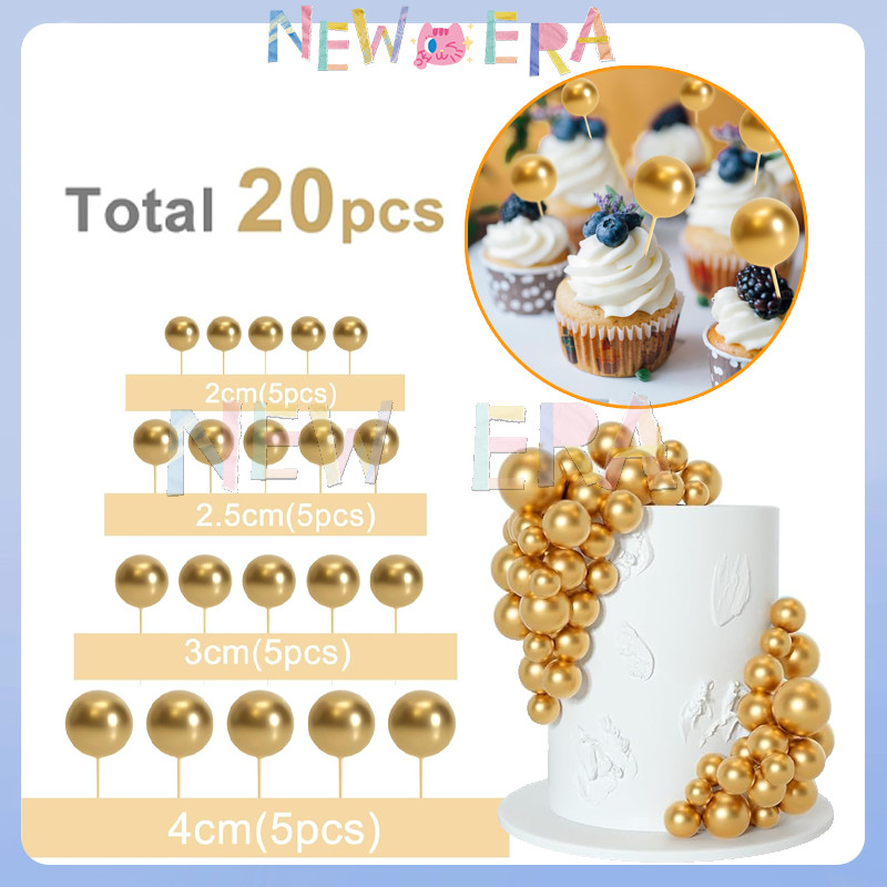 【20 pcs】Topper Kue Ulang Tahun Hiasan Kue Bentuk Hiasan Kue Tart Bola