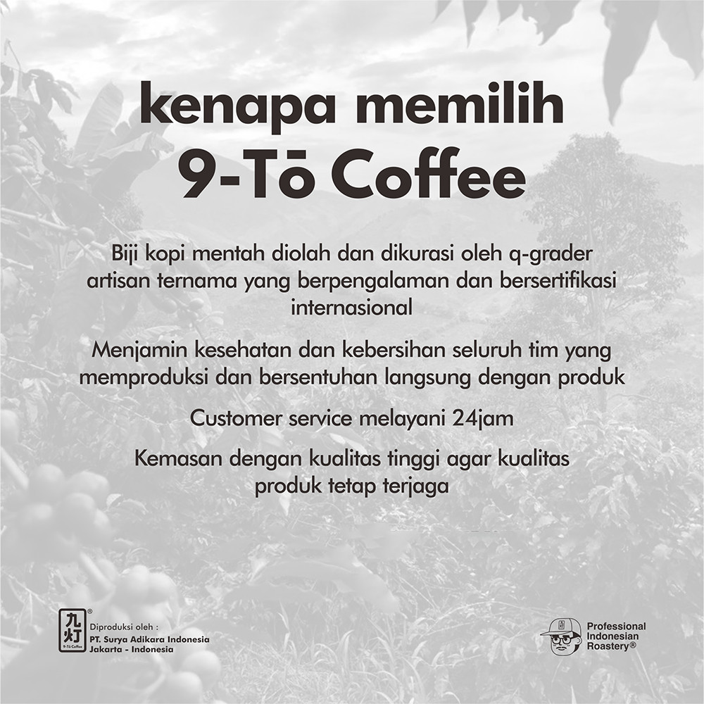 

JAMIN MURAH !!!9-To Coffee Pure Arabika Gold 100% Arabika 1Kg Biji Kopi Indonesia(BISA LANGSUNG ORDER)