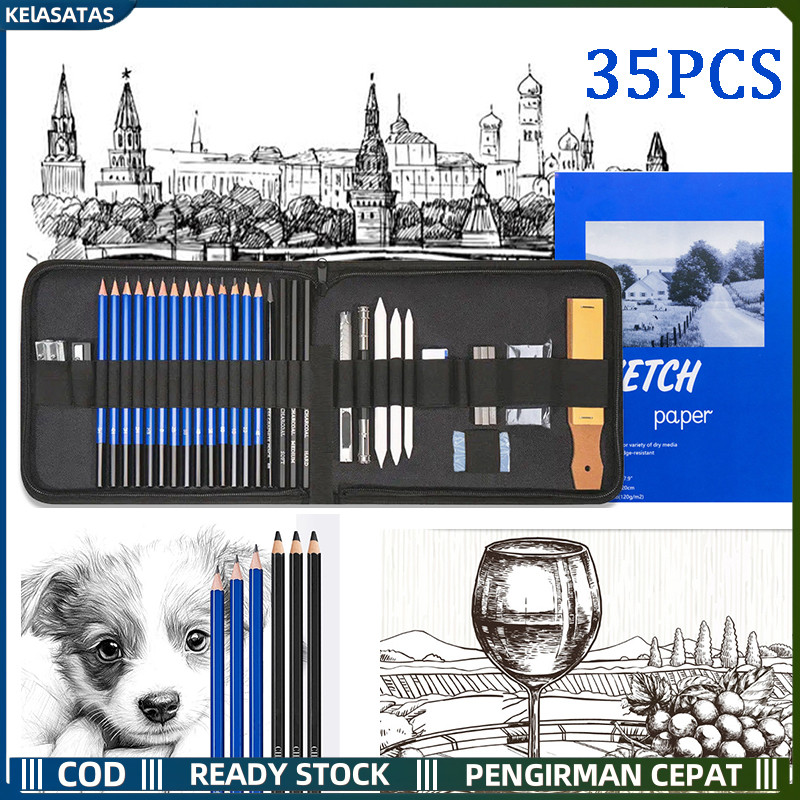 

【KElASATAS】35PCS/Set Sketch Pensil Pisau Penghapus Dan Pensil Gambar Untuk Keperluan Sekolah Pencil Drawing Set